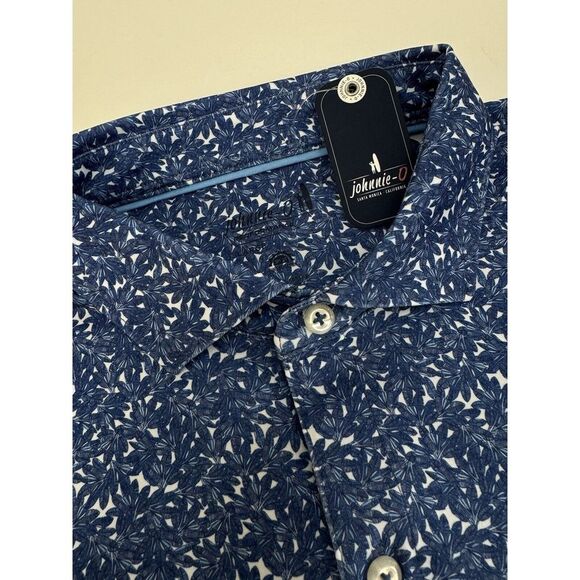 johnnie-O Other - NWT Johnnie-O Bali Floral Printed Jersey Performance Polo Lake Blue LARGE $98